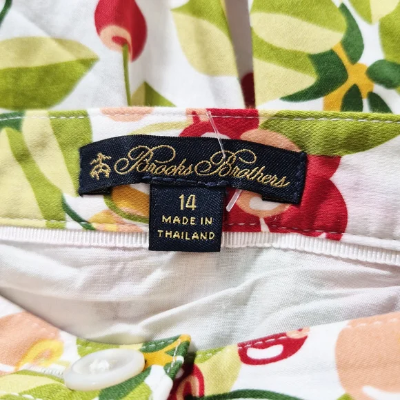 Brooks Brothers White Cherry-Print Pleated Midi Skirt - Picture 4 of 5